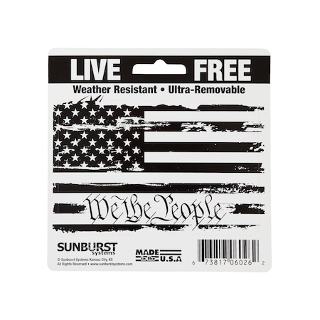 Sunburst Systems Decal Patriotic Distressed WTP 5 in x 5 in, White Vinyl 6026